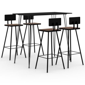 High table and bar stools 5 pieces black by , Furniture sets for kitchens and dining rooms - Ref: Foro24-3057829, Price: 392,...