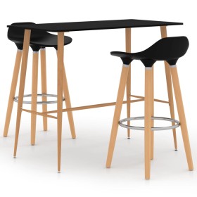 3-Piece Black High Table and Bar Stools Set by , Furniture sets for kitchens and dining rooms - Ref: Foro24-3057841, Price: 2...