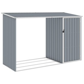 Cobertizo de jardín de leña gris acero galvanizado 245x98x159cm de , Cobertizos - Ref: Foro24-46294, Precio: 167,16 €, Descue...