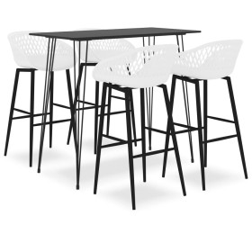 High table and bar stools 5 pieces black and white by , Furniture sets for kitchens and dining rooms - Ref: Foro24-3057376, P...