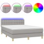 Cama box spring colchón y luces LED tela gris claro 140x200 cm de , Camas y somieres - Ref: Foro24-3134037, Precio: 436,86 €,...