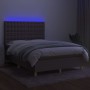 Box spring bed with mattress and LED lights taupe gray fabric 140x200 cm by , Beds and slatted bases - Ref: Foro24-3135761, P...