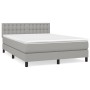 Box spring bed with light gray fabric mattress 140x190 cm by , Beds and slatted bases - Ref: Foro24-3140369, Price: 425,48 €,...