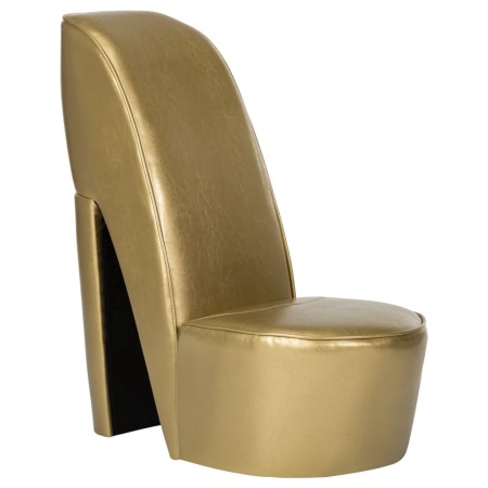 Sillón con forma de zapato de tacón cuero sintético dorado de , Sillones - Ref: Foro24-248650, Precio: 168,57 €, Descuento: %