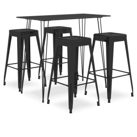 Mesa alta y taburetes de bar 5 piezas negro de , muebles para cocinas y comedores - Ref: Foro24-3057373, Precio: 501,99 €, De...