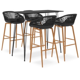 High table and 5-piece black bar stools by , Furniture sets for kitchens and dining rooms - Ref: Foro24-3057378, Price: 370,7...