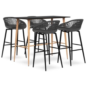 High table and 5-piece bar stools set in black and gray. by , Furniture sets for kitchens and dining rooms - Ref: Foro24-3057...