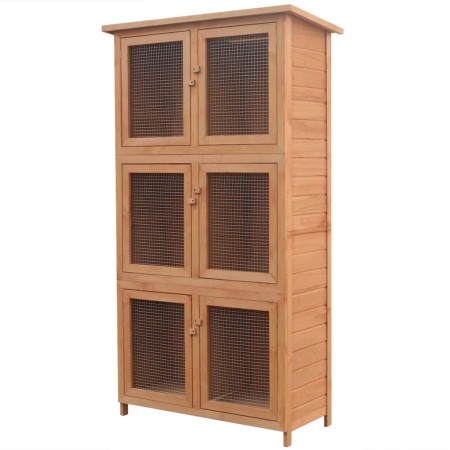 Animal cage, rabbit hutch, 6-room wooden. by vidaXL, Cages and habitats for small animals - Ref: Foro24-170347, Price: 208,12...