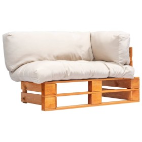 Pallet garden sofa with sand-colored pine wood cushions by , Outdoor sofas - Ref: Foro24-277446, Price: 128,54 €, Discount: %