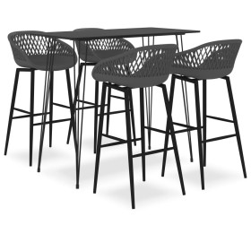 High table and bar stools 5 pieces black and gray by , Furniture sets for kitchens and dining rooms - Ref: Foro24-3057377, Pr...