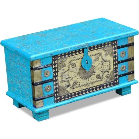 Mango wood storage trunk blue 80x40x45 cm by vidaXL, Storage trunks - Ref: Foro24-243332, Price: 231,88 €, Discount: %