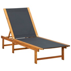 Solid acacia wood and textilene sun lounger by vidaXL, Loungers - Ref: Foro24-41745, Price: 153,99 €, Discount: %