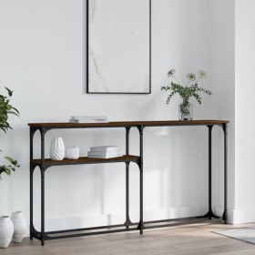 Engineered wood brown oak console table 145x22.5x75 cm by , Side tables - Ref: Foro24-834099, Price: 48,85 €, Discount: %