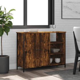 Smoked oak engineered wood sideboard 100x33x75 cm by , Sideboards - Ref: Foro24-835551, Price: 79,42 €, Discount: %