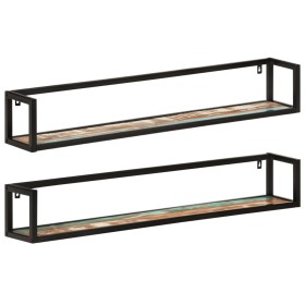 Wall shelves 2 pcs solid wood mango iron 110x17x17 cm by , Shelves and shelves - Ref: Foro24-353793, Price: 87,17 €, Discount: %