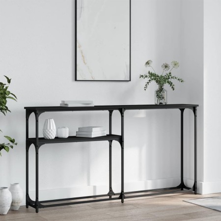 Black engineered wood console table 145x22.5x75 cm by , Side tables - Ref: Foro24-834095, Price: 67,02 €, Discount: %