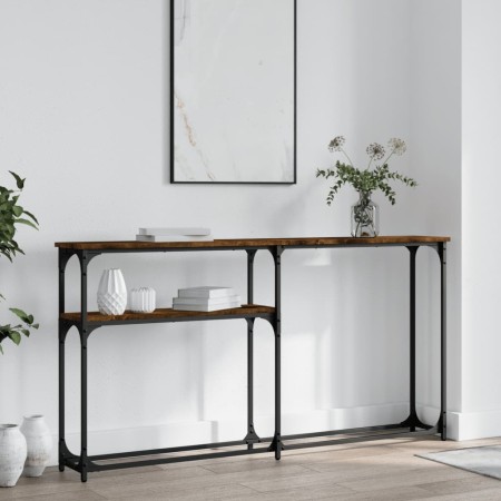 Smoked oak engineered wood console table 145x22.5x75 cm by , Side tables - Ref: Foro24-834097, Price: 48,99 €, Discount: %