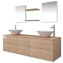 Conjunto de muebles de baño con lavabo y grifo 9 piezas beige de vidaXL, Muebles de baño - Ref: Foro24-273690, Precio: 464,68...