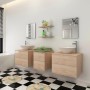 Conjunto de muebles de baño con lavabo y grifo 9 piezas beige de vidaXL, Muebles de baño - Ref: Foro24-273690, Precio: 464,68...