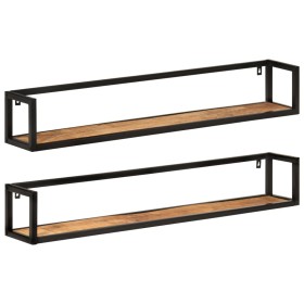 Wall shelves 2 pcs solid wood mango iron 110x17x17 cm by , Shelves and shelves - Ref: Foro24-353792, Price: 108,71 €, Discoun...