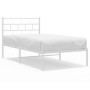 Estructura de cama de metal con cabecero blanco 100x190 cm de , Camas y somieres - Ref: Foro24-355702, Precio: 61,31 €, Descu...