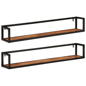 Wall shelves 2 pcs solid wood mango iron 110x17x17 cm by , Shelves and shelves - Ref: Foro24-353794, Price: 110,15 €, Discoun...