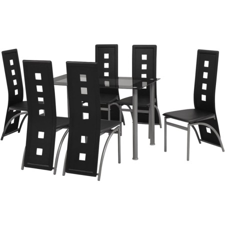 Black Seven-Piece Dining Set by vidaXL, Furniture sets for kitchens and dining rooms - Ref: Foro24-242910, Price: 431,32 €, D...