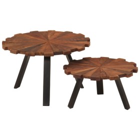 Coffee tables 2 units recycled solid wood and iron by , Coffee table - Ref: Foro24-356250, Price: 151,55 €, Discount: %