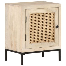 Solid mango wood and natural cane bedside table 40x30x50 cm by vidaXL, Nightstands - Ref: Foro24-323509, Price: 90,39 €, Disc...