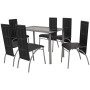 Conjunto de Comedor 1 Mesa y 6 Sillones Siete Piezas de Color Negro de vidaXL, muebles para cocinas y comedores - Ref: Foro24...