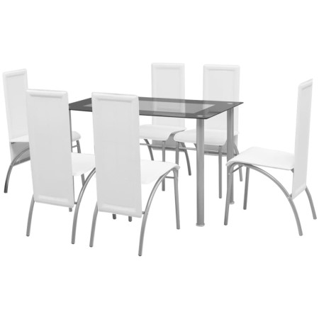 Siebenteiliges weißes Esszimmerset von vidaXL, Möbelsets für Küchen und Esszimmer - Ref: Foro24-242916, Preis: 304,16 €, Raba...