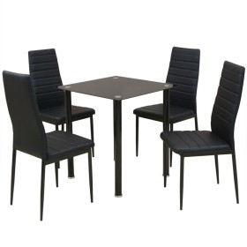 Black Five-Piece Dining Table and Chair Set by vidaXL, Furniture sets for kitchens and dining rooms - Ref: Foro24-242933, Pri...