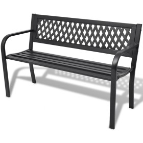 Banco de jardín de acero negro 118 cm de vidaXL, Bancos de jardín - Ref: Foro24-42169, Precio: 103,32 €, Descuento: %