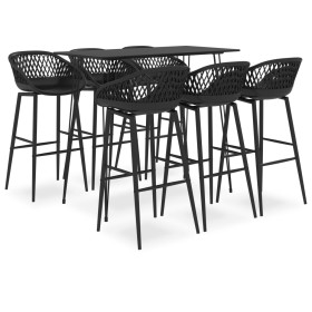 Hoher Tisch und Barhocker 7 Stück schwarz von , Möbelsets für Küchen und Esszimmer - Ref: Foro24-3057389, Preis: 569,99 €, Ra...