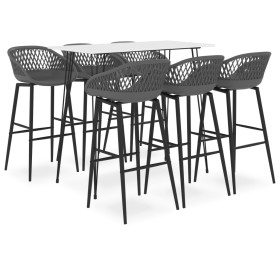 High table and bar stools 7 pieces white and gray by , Furniture sets for kitchens and dining rooms - Ref: Foro24-3057419, Pr...