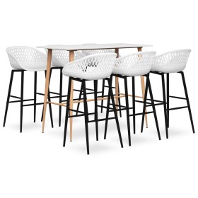 7-Piece White High Table and Bar Stools by , Furniture sets for kitchens and dining rooms - Ref: Foro24-3057446, Price: 507,0...