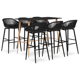 High table and bar stools 7 pieces black by , Furniture sets for kitchens and dining rooms - Ref: Foro24-3057473, Price: 559,...