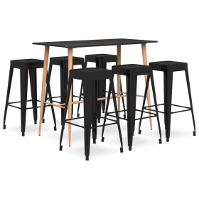 Hoher Tisch und Barhocker 7 Stück schwarz von , Möbelsets für Küchen und Esszimmer - Ref: Foro24-3057471, Preis: 716,72 €, Ra...