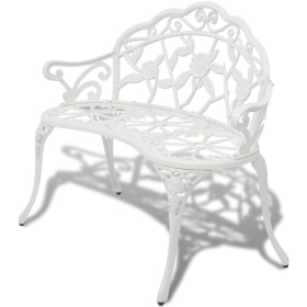 White cast aluminum garden bench 100 cm by vidaXL, garden benches - Ref: Foro24-42167, Price: 153,33 €, Discount: %