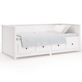 Solid white pine wood sofa bed 90x200 cm by , Beds and slatted bases - Ref: Foro24-820902, Price: 351,88 €, Discount: %