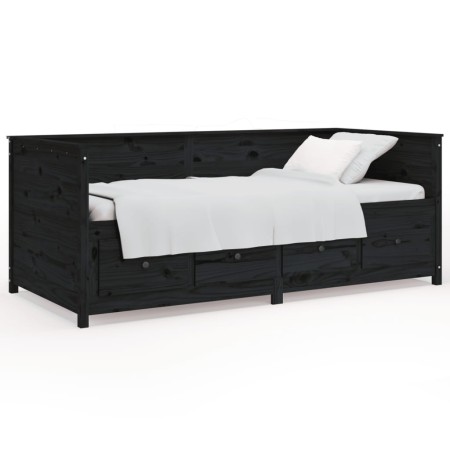 Sofá cama de madera maciza de pino negro 100x200 cm de , Camas y somieres - Ref: Foro24-820900, Precio: 260,63 €, Descuento: %