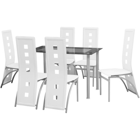 Conjunto de comedor de siete piezas blanco de vidaXL, muebles para cocinas y comedores - Ref: Foro24-242911, Precio: 357,92 €...