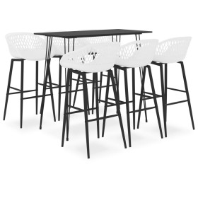 High table and 7-piece black and white bar stools by , Furniture sets for kitchens and dining rooms - Ref: Foro24-3057390, Pr...