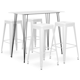 High table and 5-piece bar stools set in white by , Furniture sets for kitchens and dining rooms - Ref: Foro24-3057402, Price...