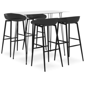 High table and 5-piece bar stools set in black and white by , Furniture sets for kitchens and dining rooms - Ref: Foro24-3057...