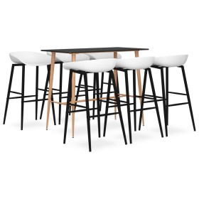 High table and 7-piece black and white bar stools by , Furniture sets for kitchens and dining rooms - Ref: Foro24-3057480, Pr...