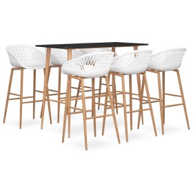 High table and 7-piece black and white bar stools by , Furniture sets for kitchens and dining rooms - Ref: Foro24-3057477, Pr...