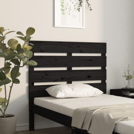 Solid black pine wood bed headboard 100x3x80 cm by , Headboards and footboards - Ref: Foro24-821336, Price: 47,24 €, Discount: %