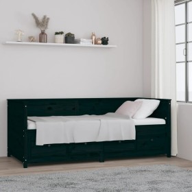 Solid black pine wood sofa bed 80x200 cm by , Beds and slatted bases - Ref: Foro24-820910, Price: 244,69 €, Discount: %