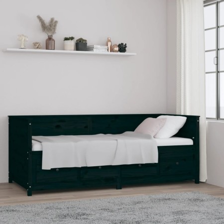 Sofá cama de madera maciza de pino negro 80x200 cm de , Camas y somieres - Ref: Foro24-820910, Precio: 244,69 €, Descuento: %